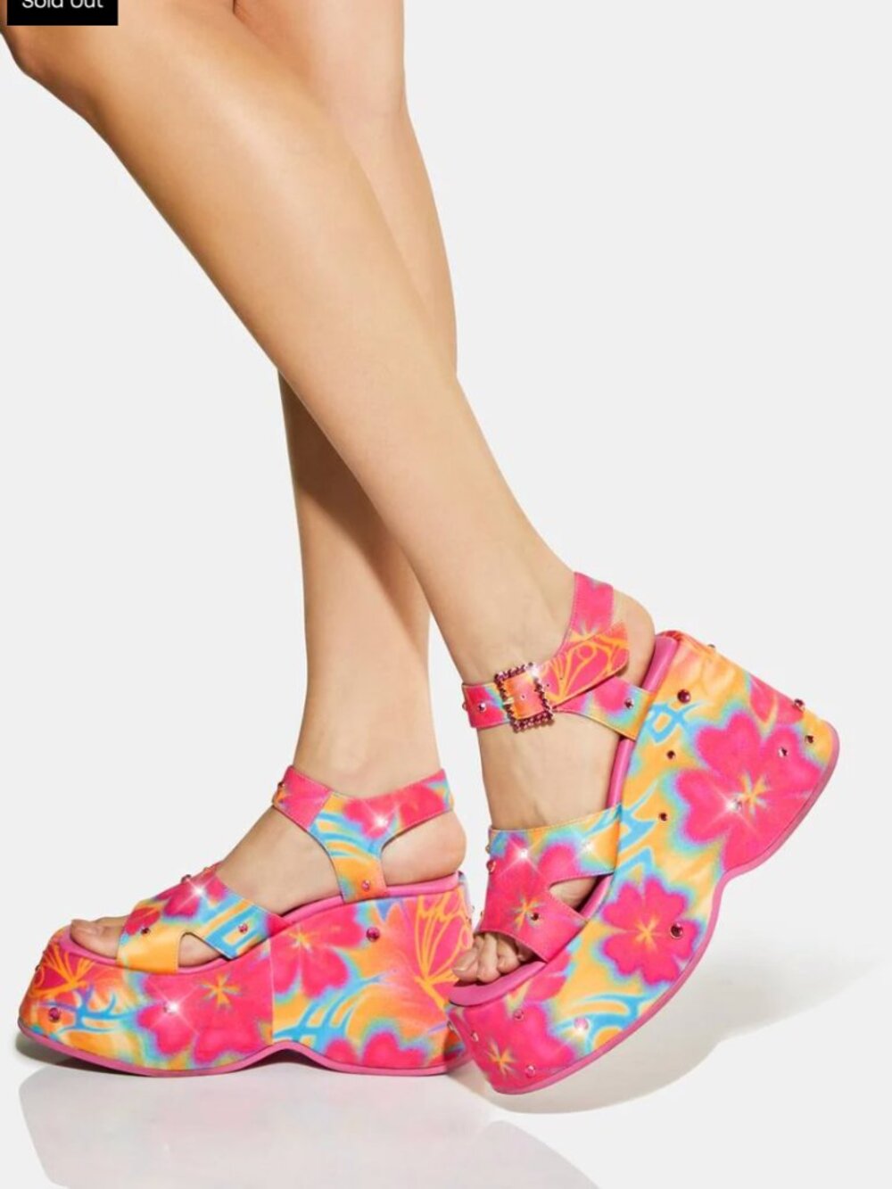 Club Exx by Dolls Kill | "Island Time" Neon Platform Sandals | Size 7 - Picture 16 of 16